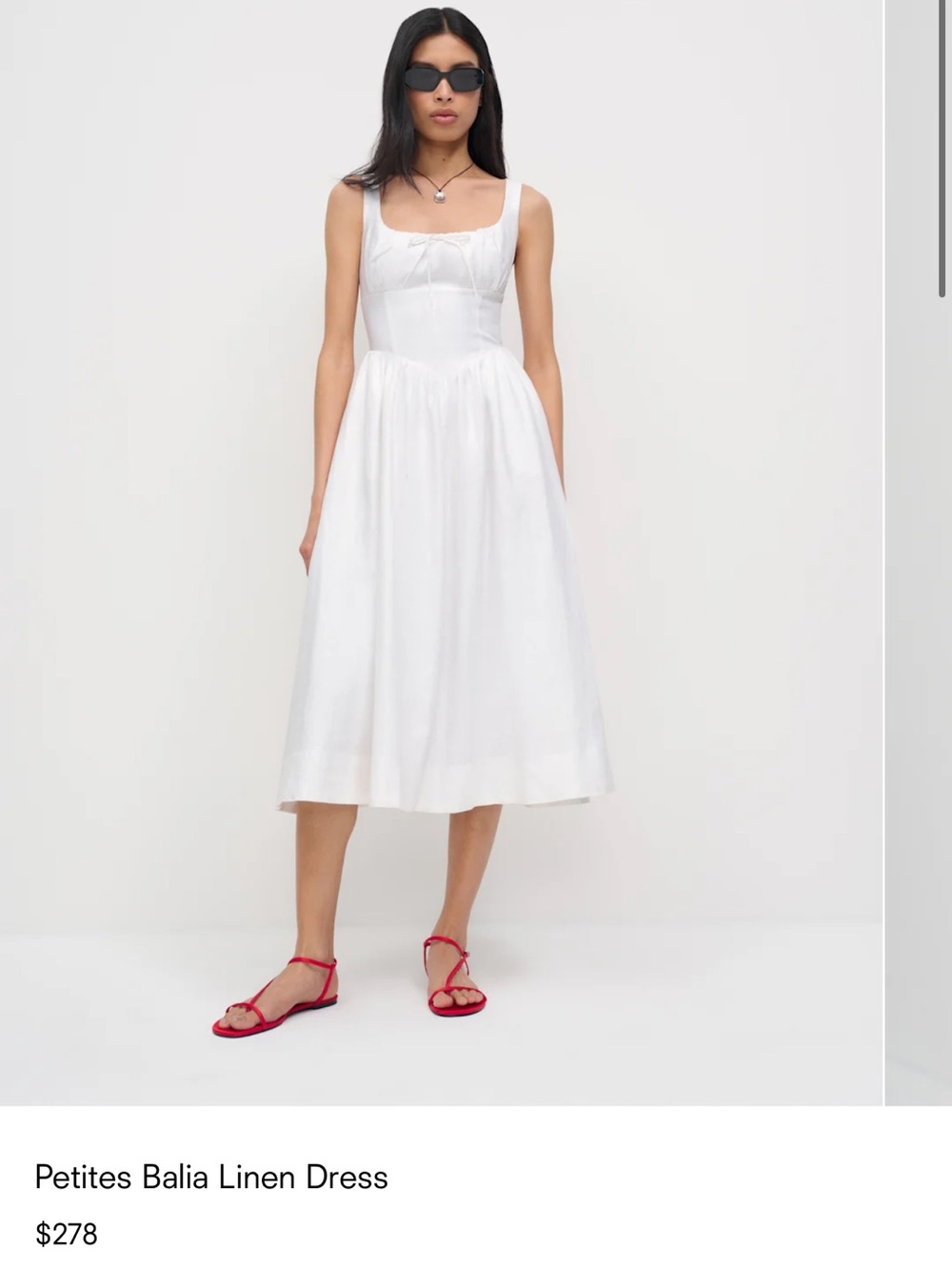Reformation White Petites Balia Linen Midi Dress